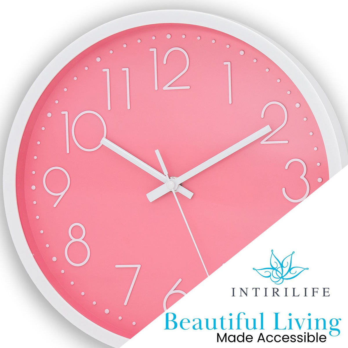 WANDUHR 30.5 cm - Pink, Kunststoff (30.5/30.5/4.5cm) - Intirilife