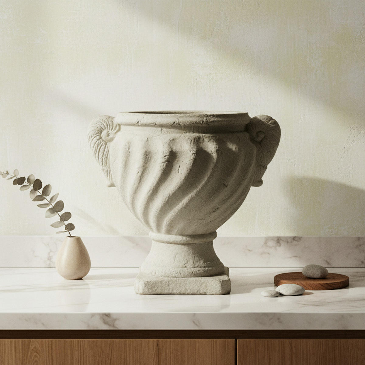 VASE Sidi beige 35/35/42 Keramik - Grau, Keramik (42cm) - Mondex