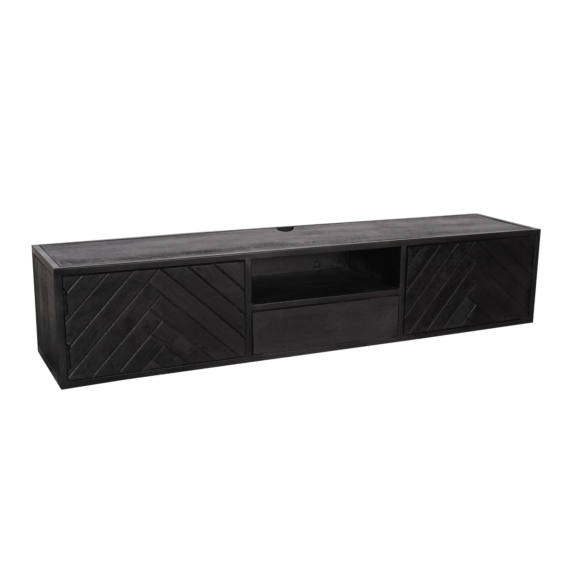 LOWBOARD Cosmopolitan Mangoholz 160 cm / 35 cm Schwarz - Schwarz, Holz (160/33/35cm) - Villa Möbel