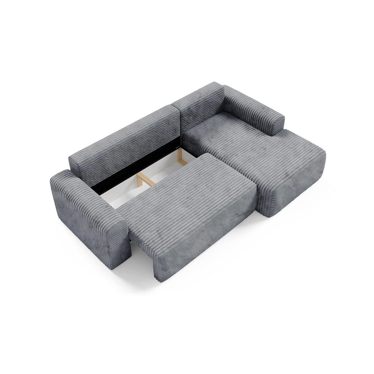 ECKSOFA Romeo 3 Sitzplätze Dunkelgrau - Grau, Holz (268/163cm) - Petits-meubles