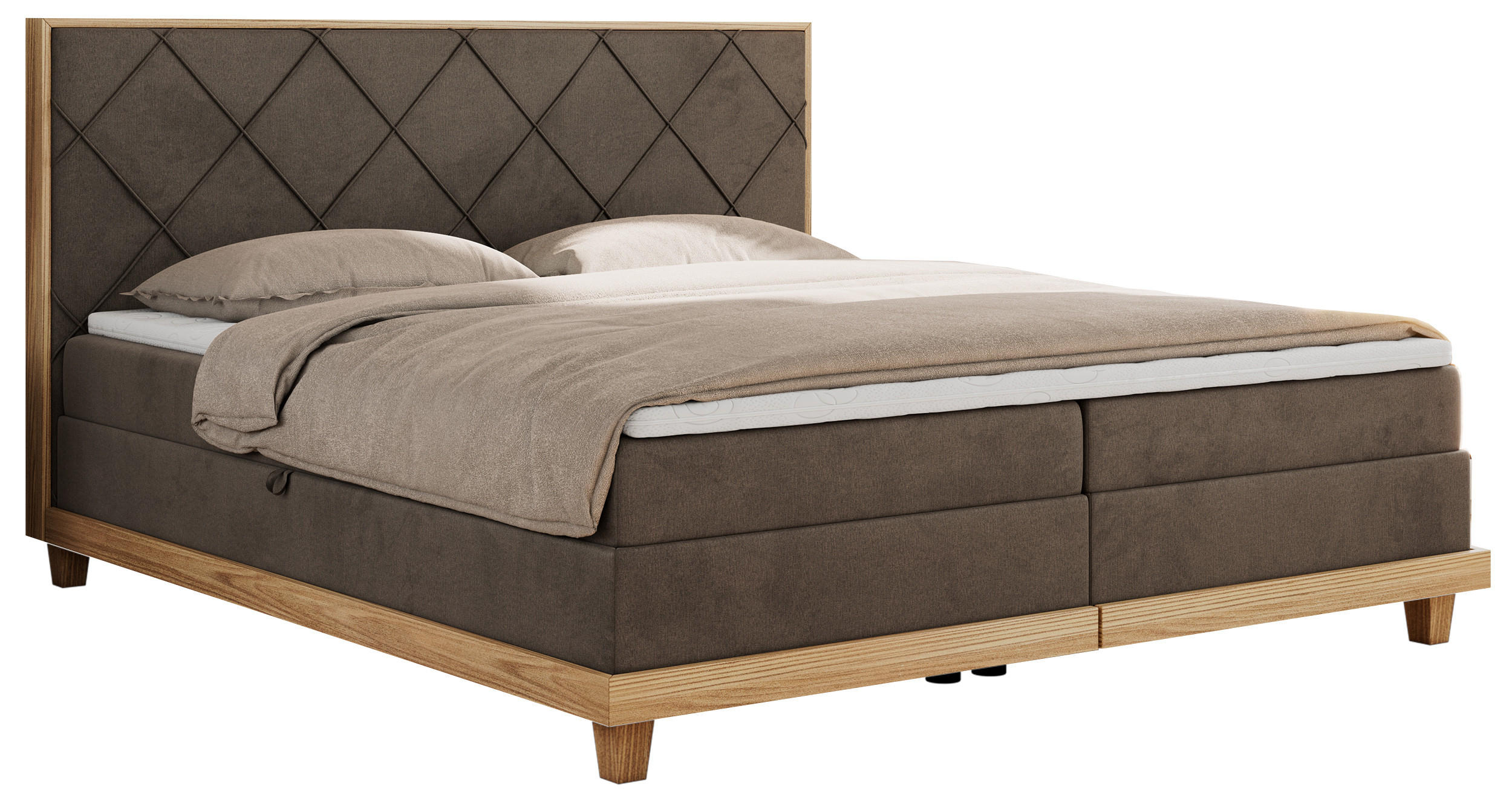 BOXBETT CAICOS 160/200 - Braun Velvet - H4 - Braun, Holz/Textil (160/200cm) - MKS