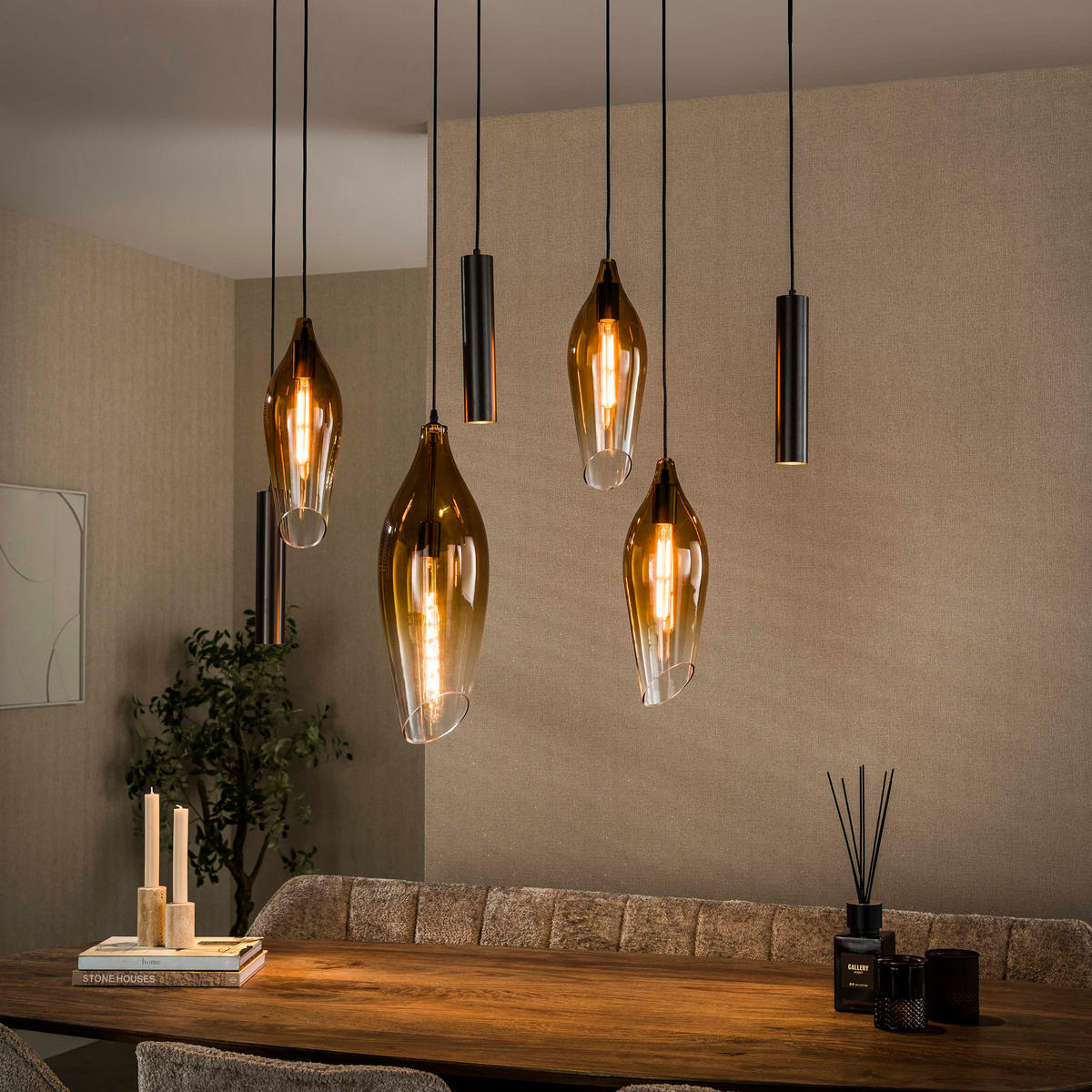 HÄNGELEUCHTE Cocoon Braun 40/105/150 cm - Braun, Glas (40/105/150cm) - Hoyz Collection