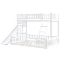 ETAGENBETT Kinder 140 x 200 cm Weiß mit Rutsche, Geländer und Regalen - Weiß, Holz (140/200cm) - ComfortXL