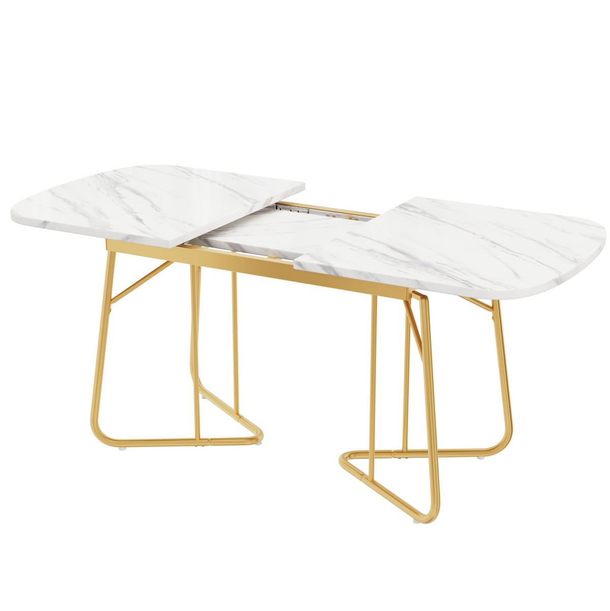 ESSTISCH 180/80/75 cm weiß mit Marmorstruktur und goldenen Metallbeinen - Schieferfarben, Holzwerkstoff (180/80/75cm) - OKWISH