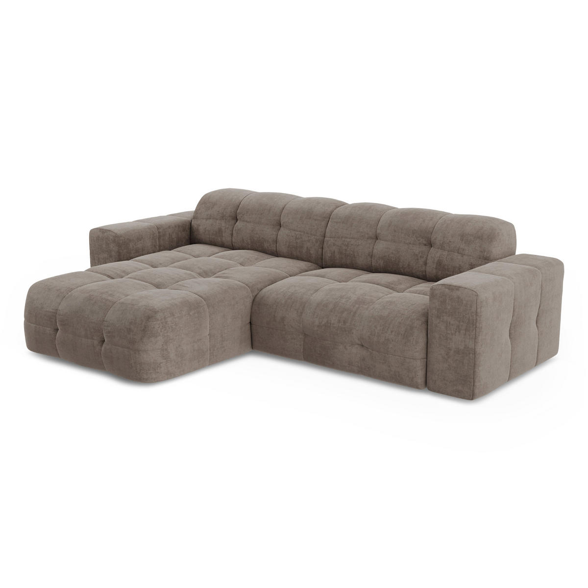 ECKSOFA LINKS Samt Taupe 230cm - Taupe, Textil (155/230cm) - Sia Home