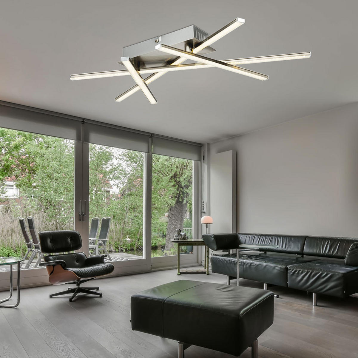 LED DECKENLEUCHTE JORNE Nickel Silber matt - Silberfarben, Metall (6.5/30/51cm) - Globo Lighting