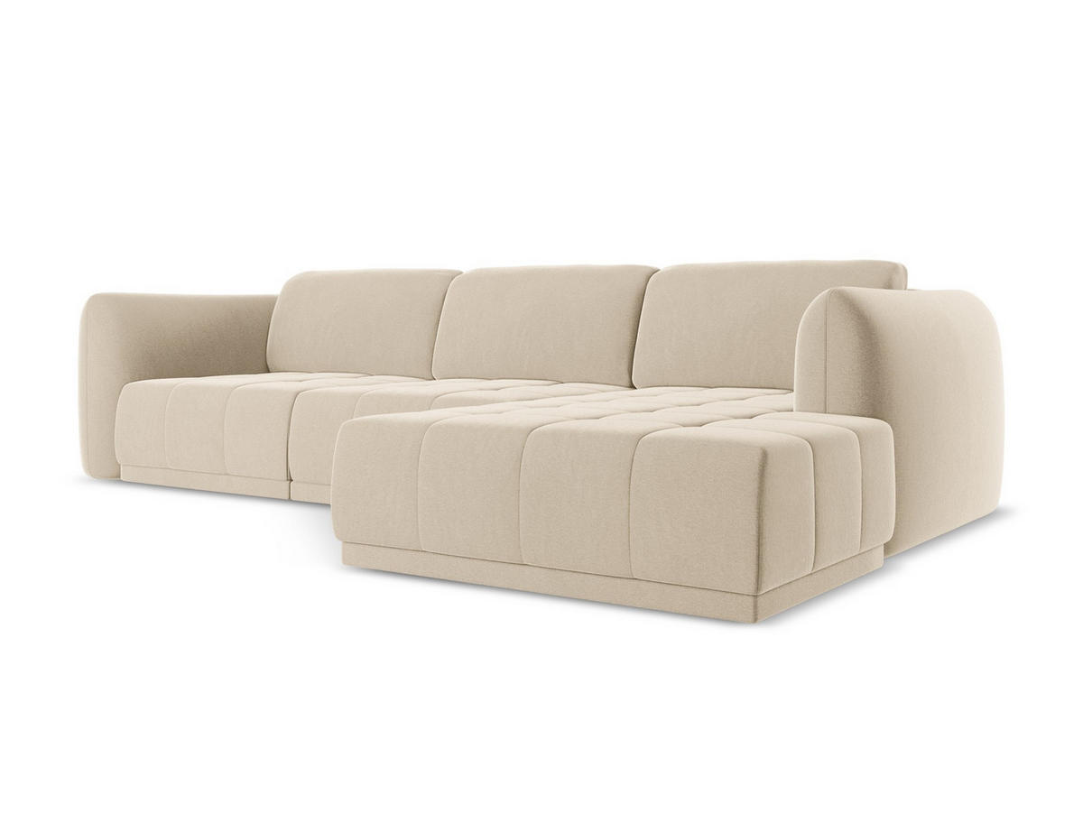 ECKSOFA Rechts Samt Stoff Beige - Beige/Creme, Kunststoff/Textil (290/170cm) - Makamii