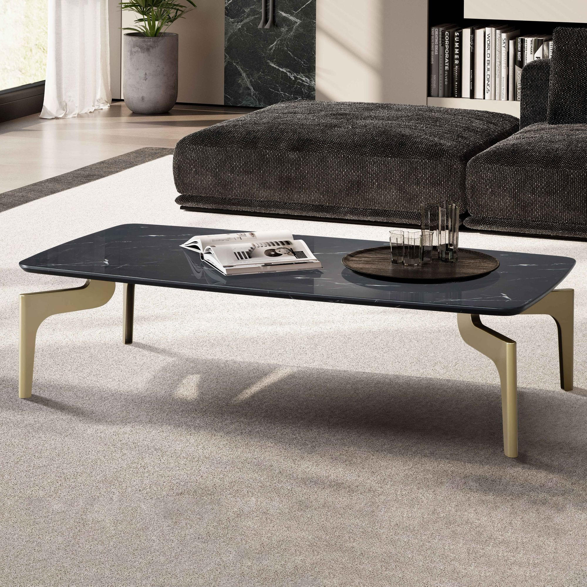 Thumbnail - Kadima Design Couchtisch, Schwarz, Holzwerkstoff, Rechteckig,Rechteckig, Stativgestell, 120x31x60 cm, Wohnzimmer, Wohnzi...
