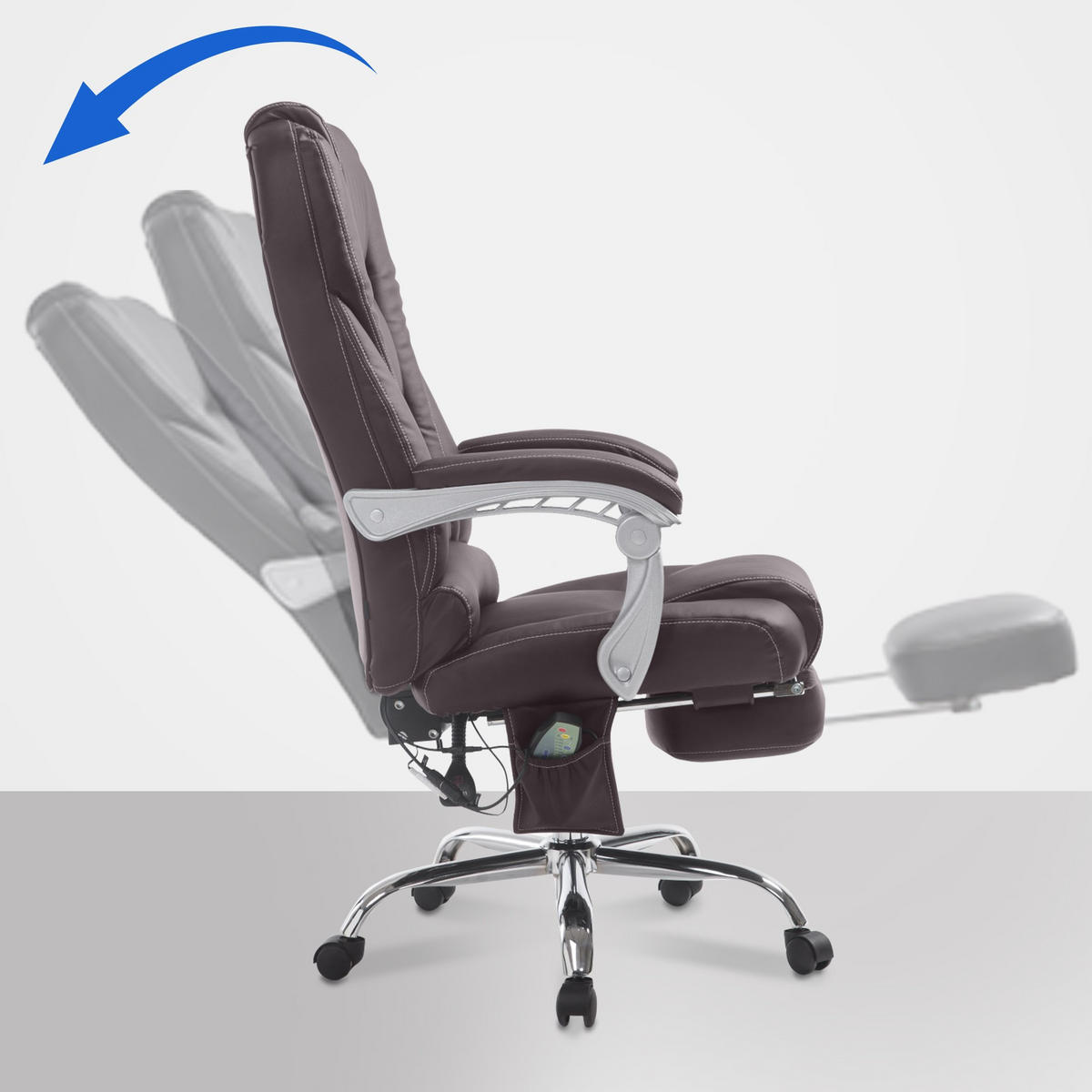 CHEFSESSEL Lederlook braun - Chromfarben/Braun, Textil/Metall (68/118/64cm) - CLP