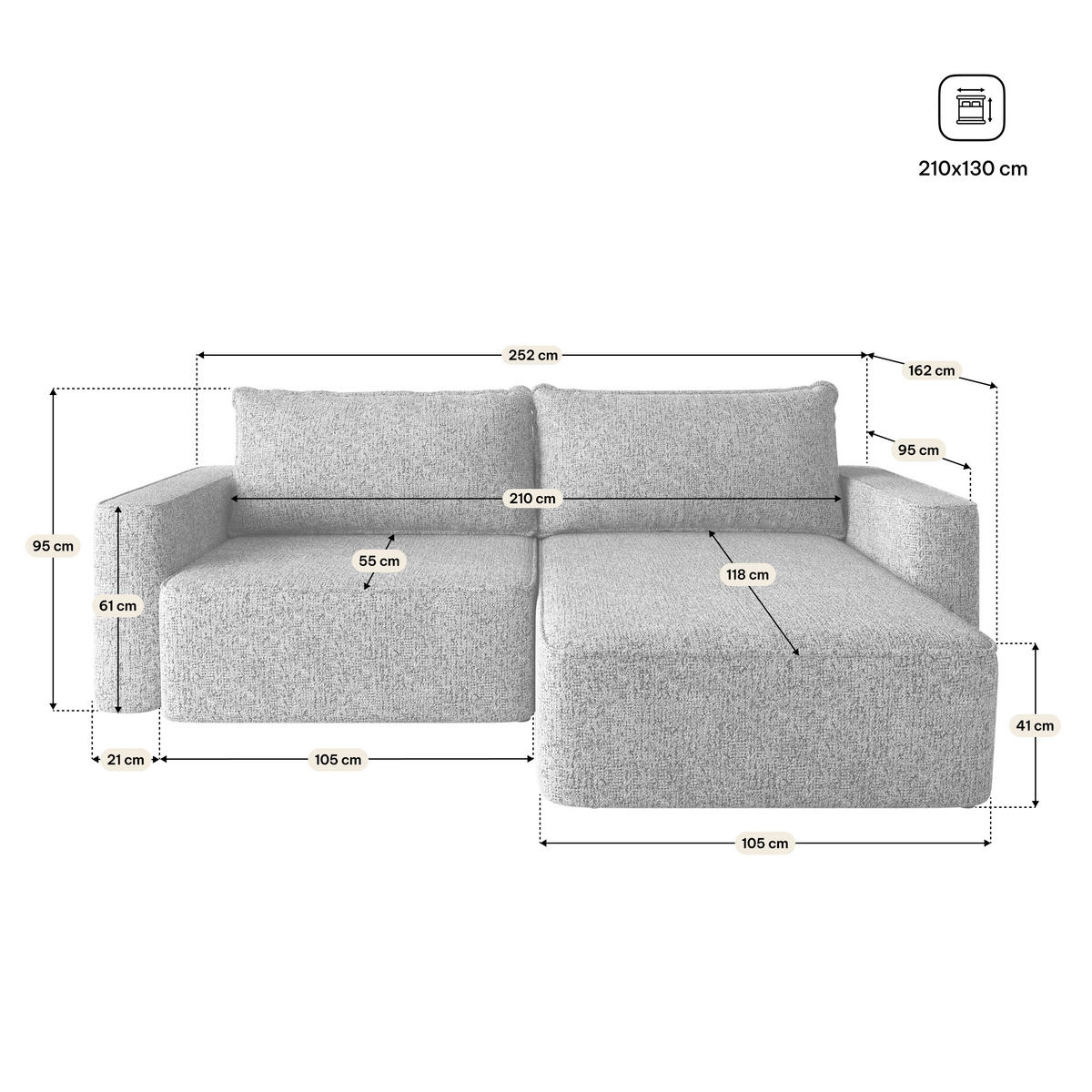ECKSOFA BELISE BL Currygelb Chenille mit Schlaffunktion - Currygelb, Holz/Textil (252/162cm) - MASSENO