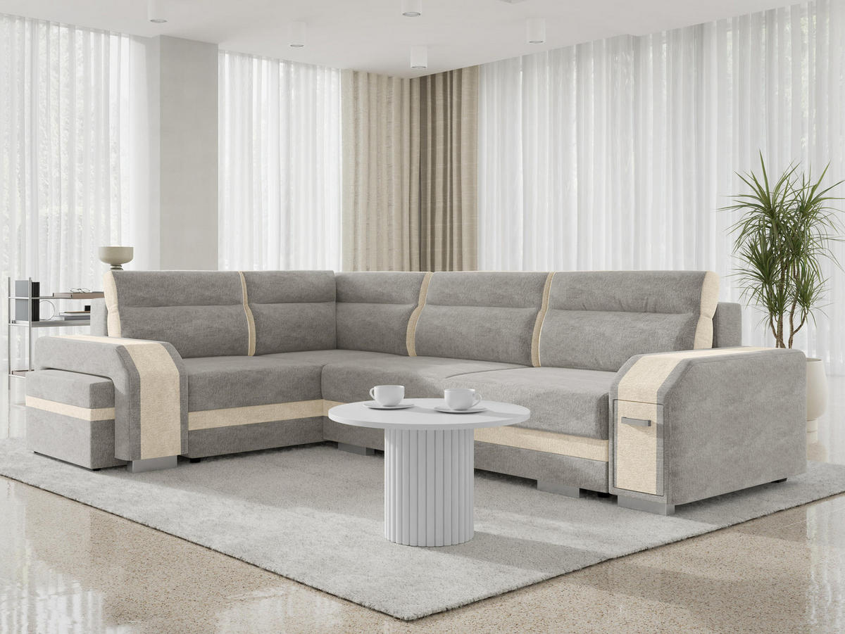 ECKSOFA Assan, Seite: Links - Chromfarben/Beige, Holz/Kunststoff (305/205cm) - MIRJAN24