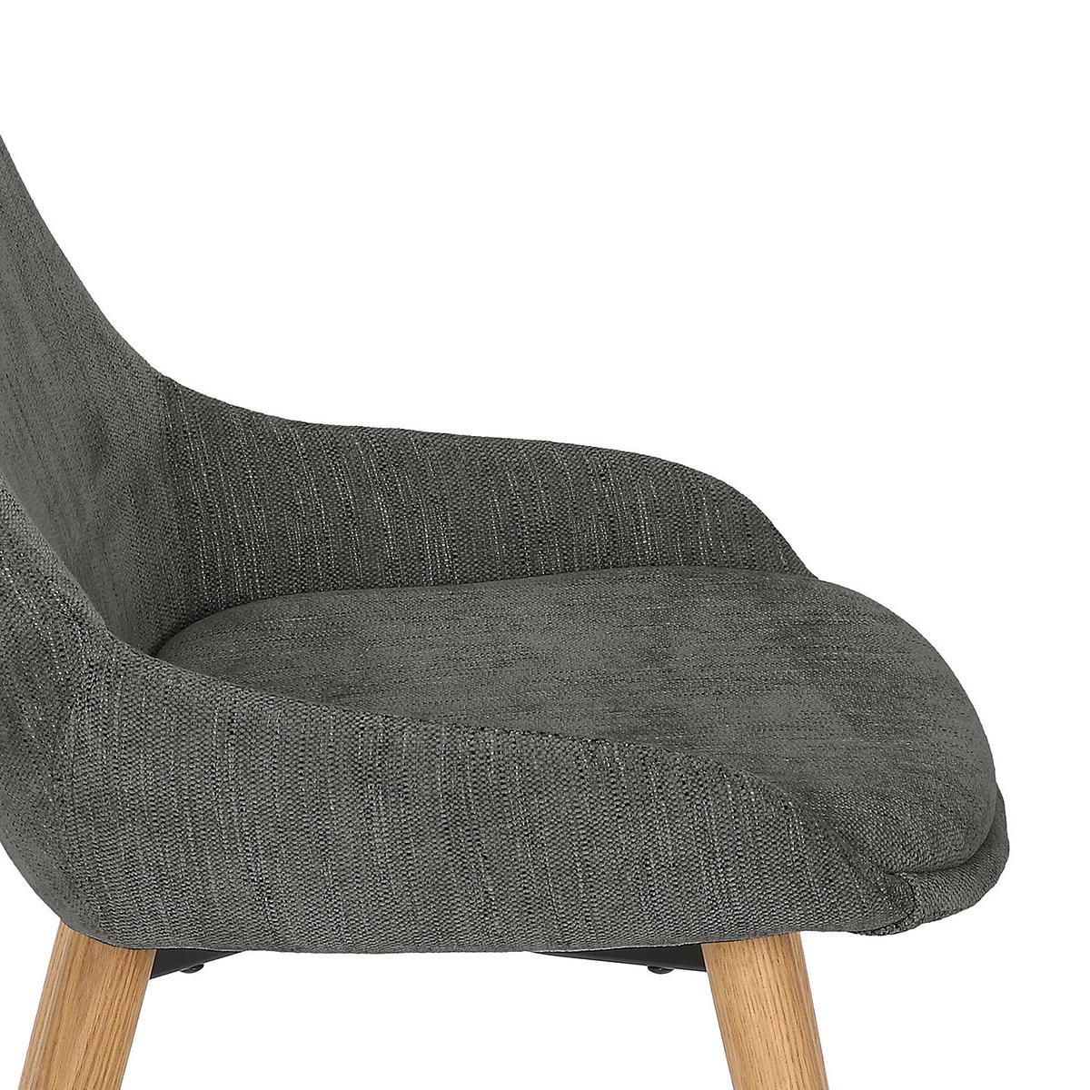 POLSTERSTUHL - 2er-Set - Webstoff / Eiche massiv - Dunkelgrau, Eichenholz/Holz (53/83/54cm) - home24