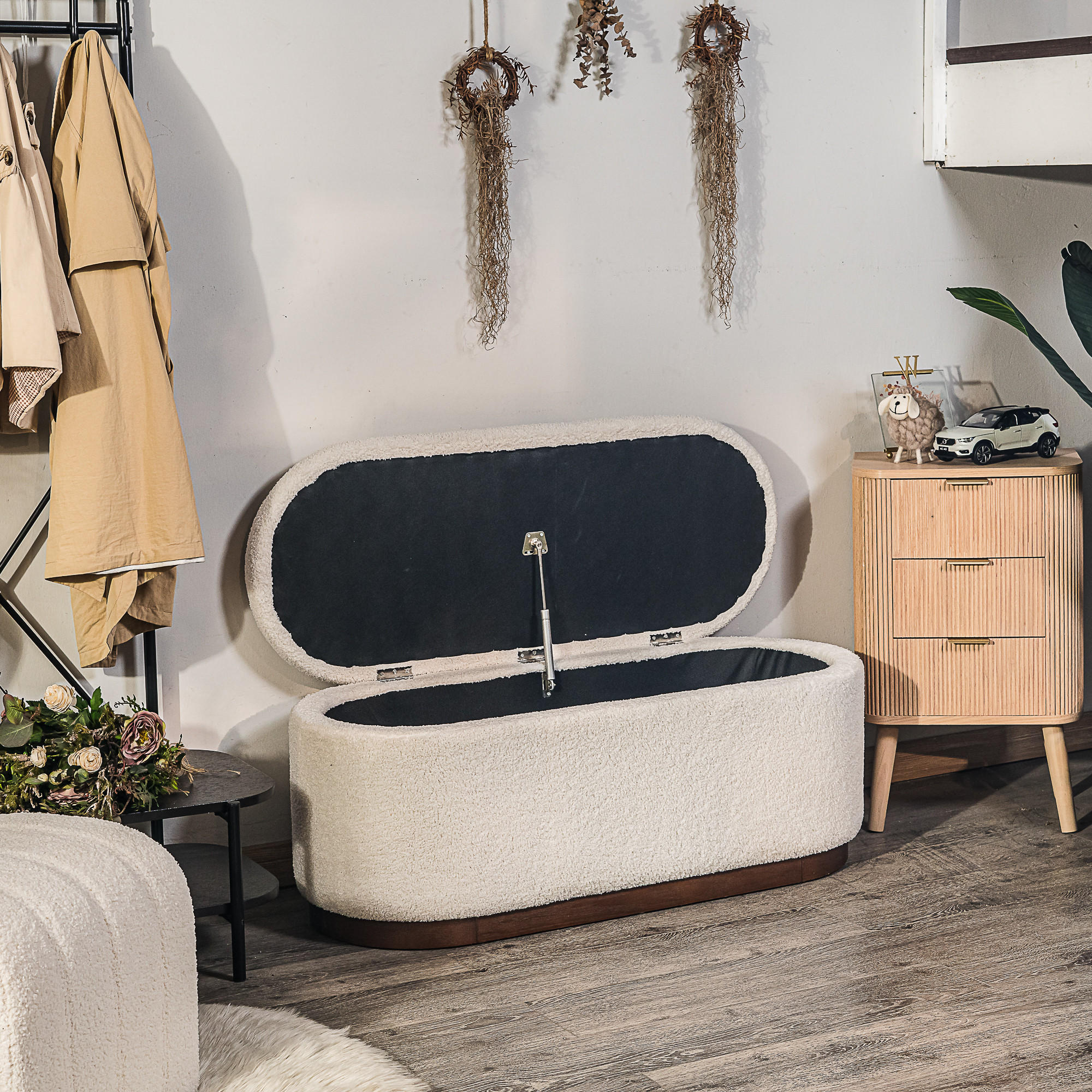 Thumbnail - Nordlys Sitzbank, Weiß, Textil, 100x40x40 cm, Esszimmer, Bänke, Sitzbänke