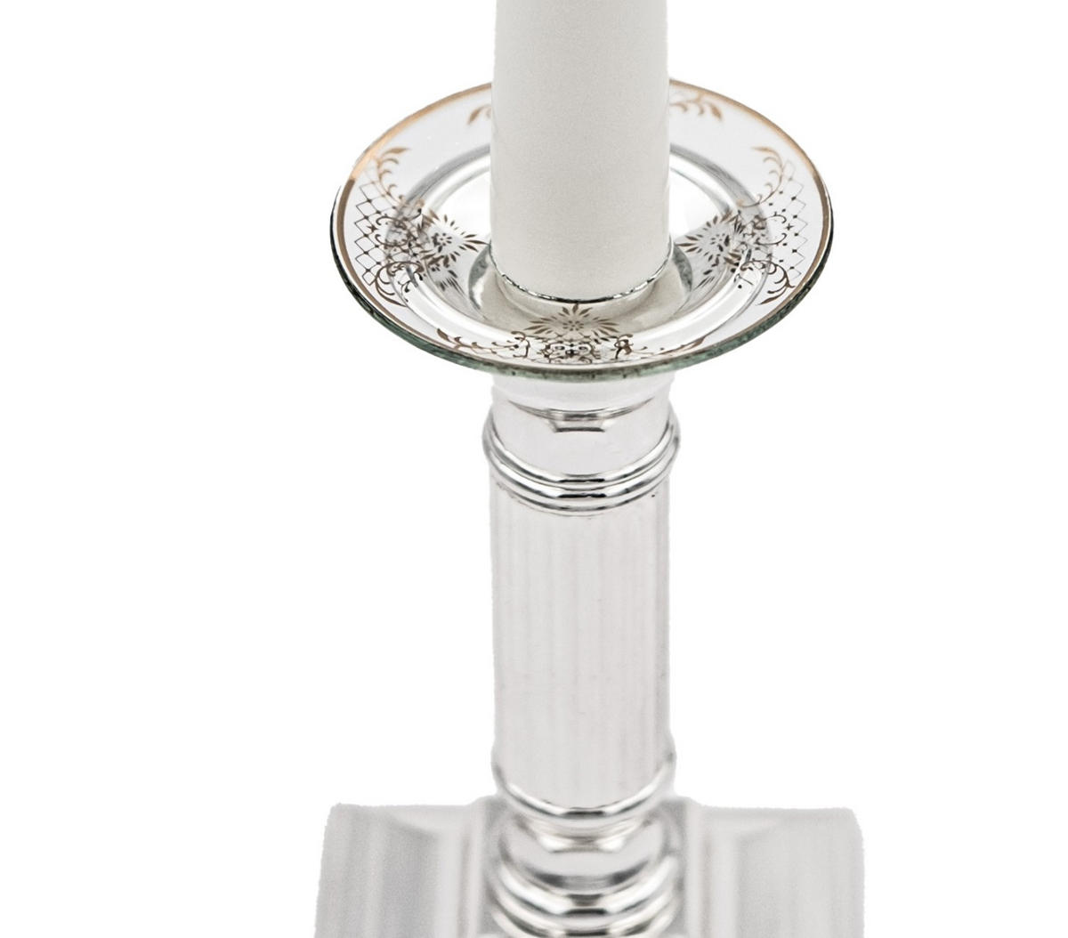 GLAS-KERZENMANSCHETTE (Bobeches) "Goldrand Barock" für Kerzen bis Ø 25 mm - Transparent, Paraffin (7/0.2/7cm) - Holfeuer Crystal Design