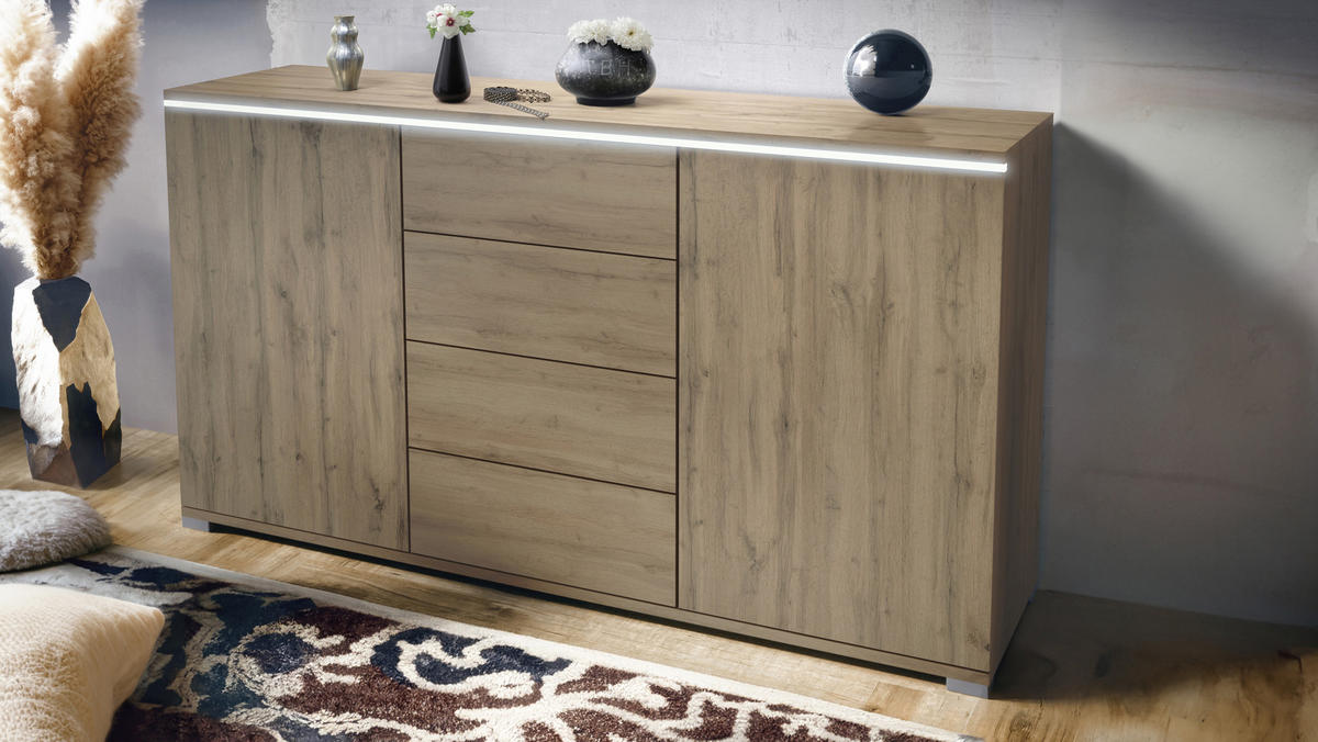 SIDEBOARD Faro Eiche Evoke - Eiche San Remo, Holzwerkstoff (138.5/75.5/35cm) - Vladon
