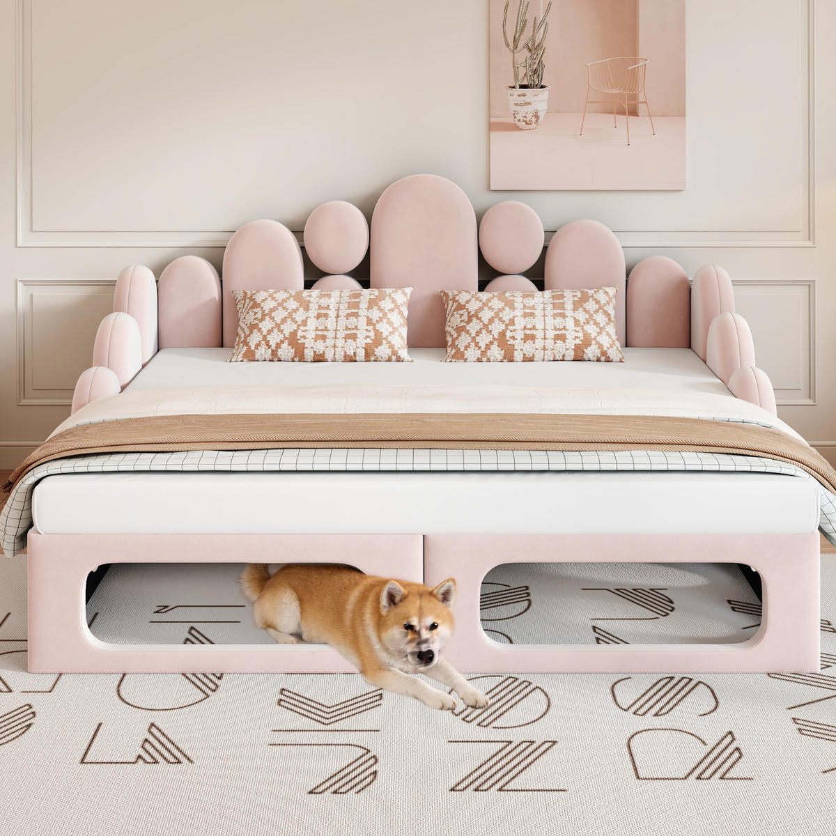 KINDERBETT 90/200 cm DE-02146, in Rosa, mit Sofa- und Haustierbett-Funktion - Pink, Holzwerkstoff (90/200cm) - ComfortXL