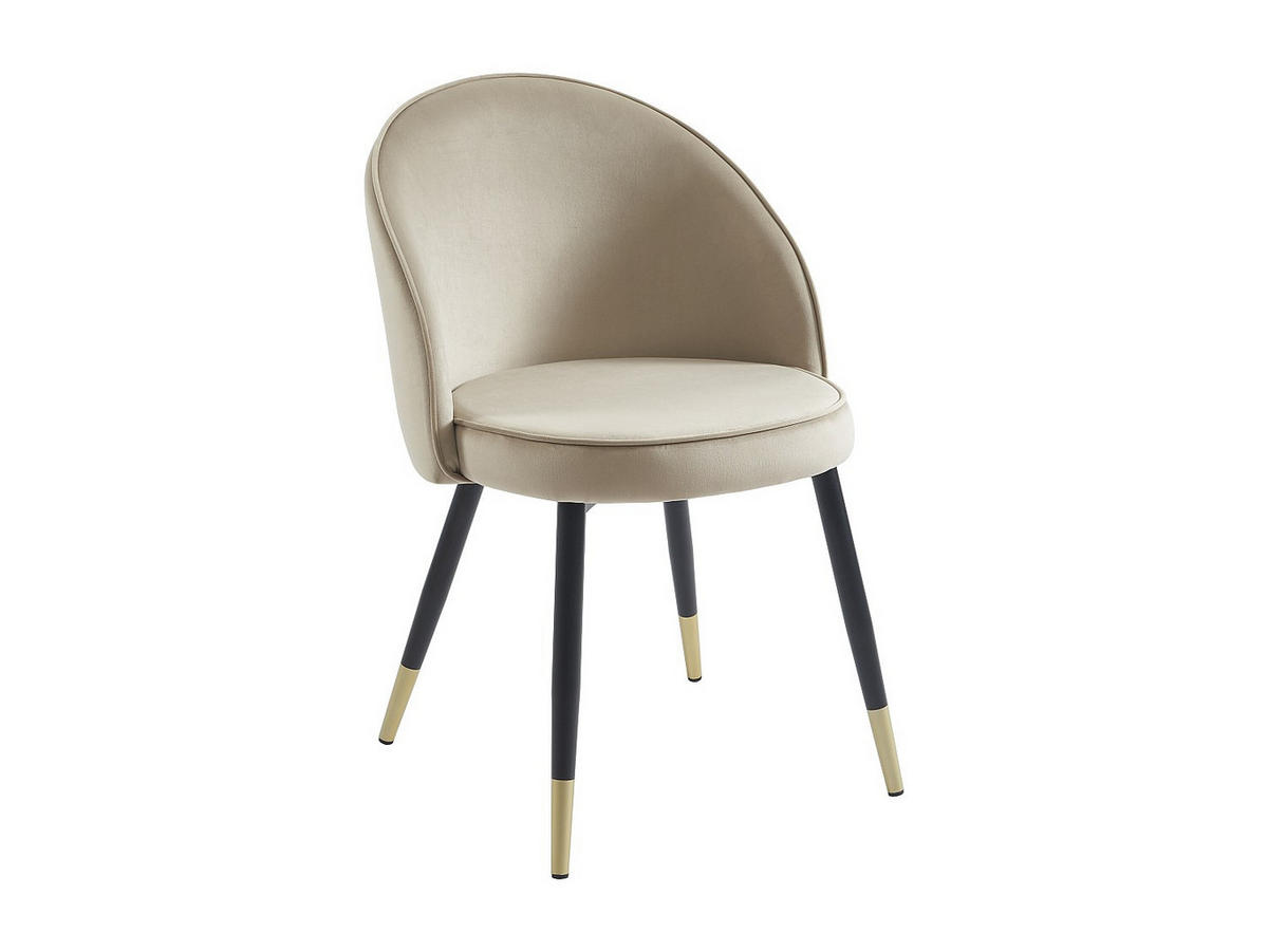 STUHL 2er-Set - Samt & Metall - Beige - MAYLINA - Beige, Textil (61/80.5/55cm) - Vente-Unique