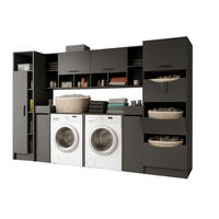 WASCHMASCHINENSCHRANK grau Set 8-teilig 300 x 196 cm, XXXL mit viel Stauraum - Schwarz/Grau, Holzwerkstoff/Kunststoff (300/196/68cm) - Inn.Furn