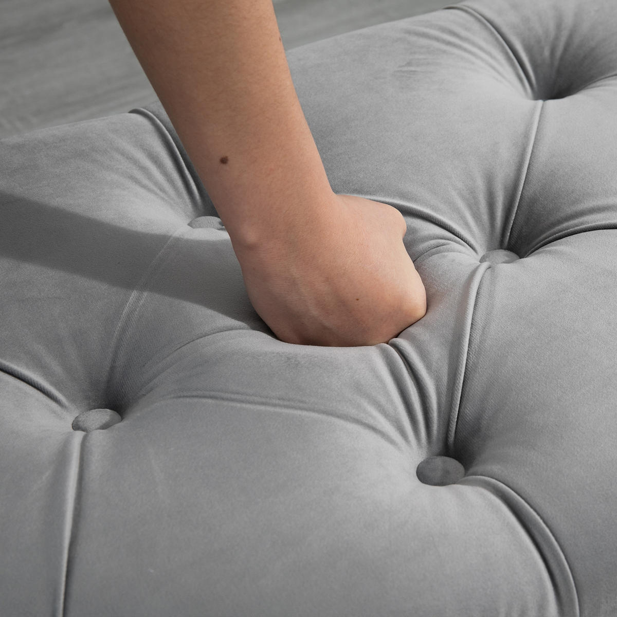 TRUHENBANK Velvet-Touch Grau - Schwarz/Grau, Holz/Kunststoff (46/42/120cm) - HOMCOM