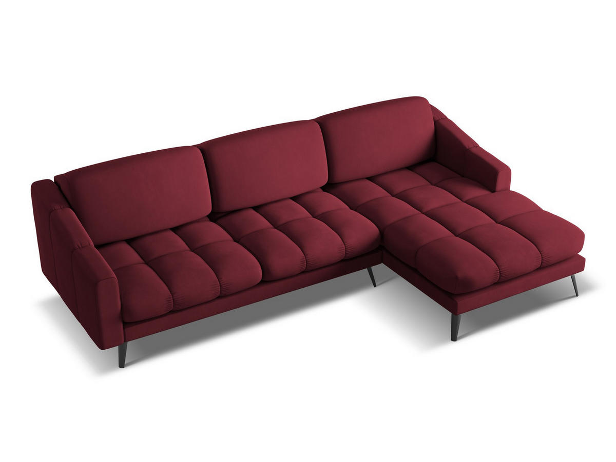 ECKSOFA Rechts Chenille Stoff Rot - Rot/Weinrot, Textil/Metall (264/160cm) - Makamii