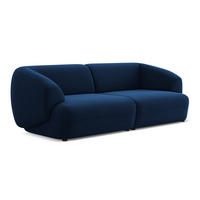 4-SITZER-SOFA Samt Stoff Blau - Blau/Schwarz, Kunststoff/Textil (232/81/98cm) - Makamii