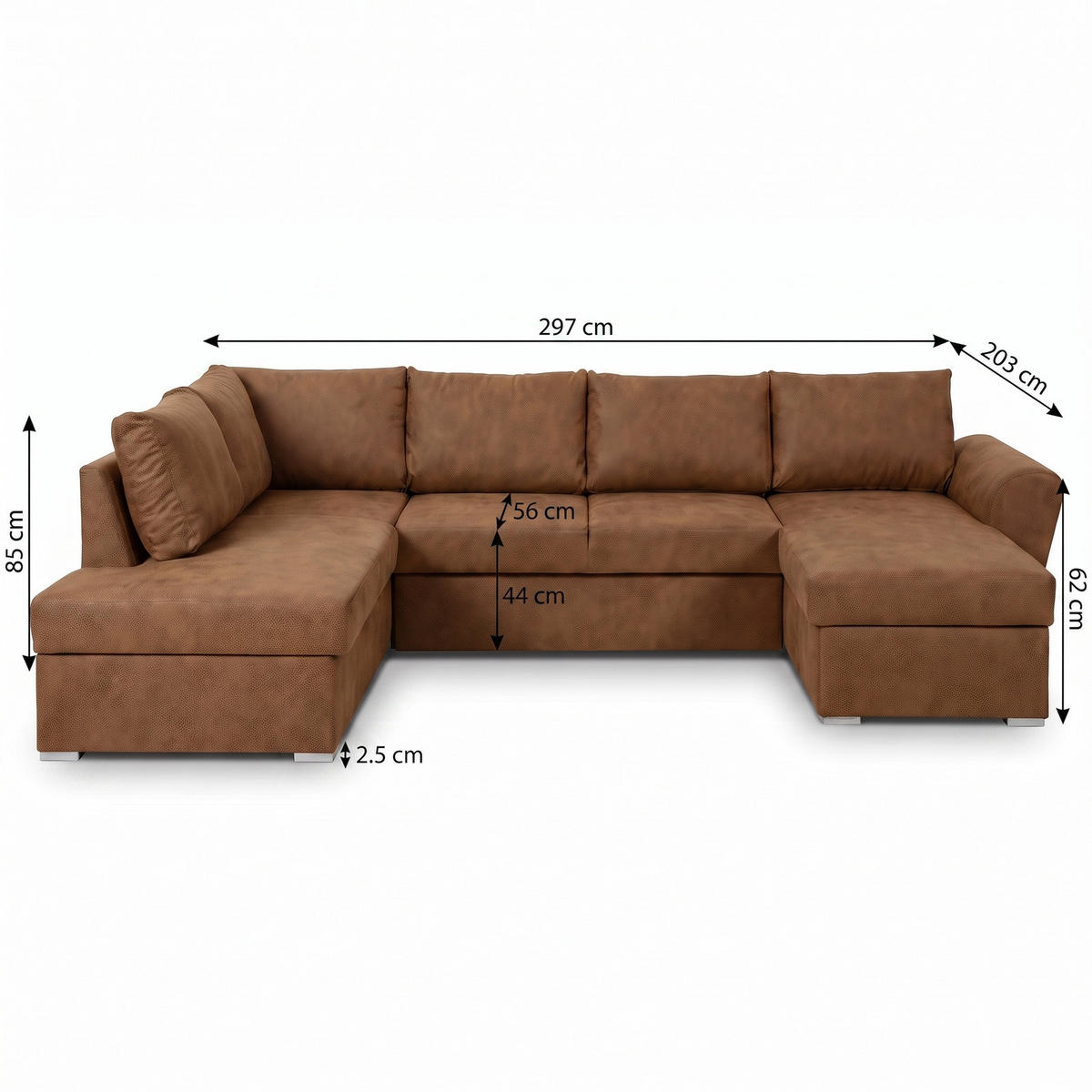 ECKSCHLAFSOFA, Stefan, Braun, Kunstleder, rechts, 203 x 160 x 85 cm - Braun, Leder/Textil (203/160cm) - ebuy24