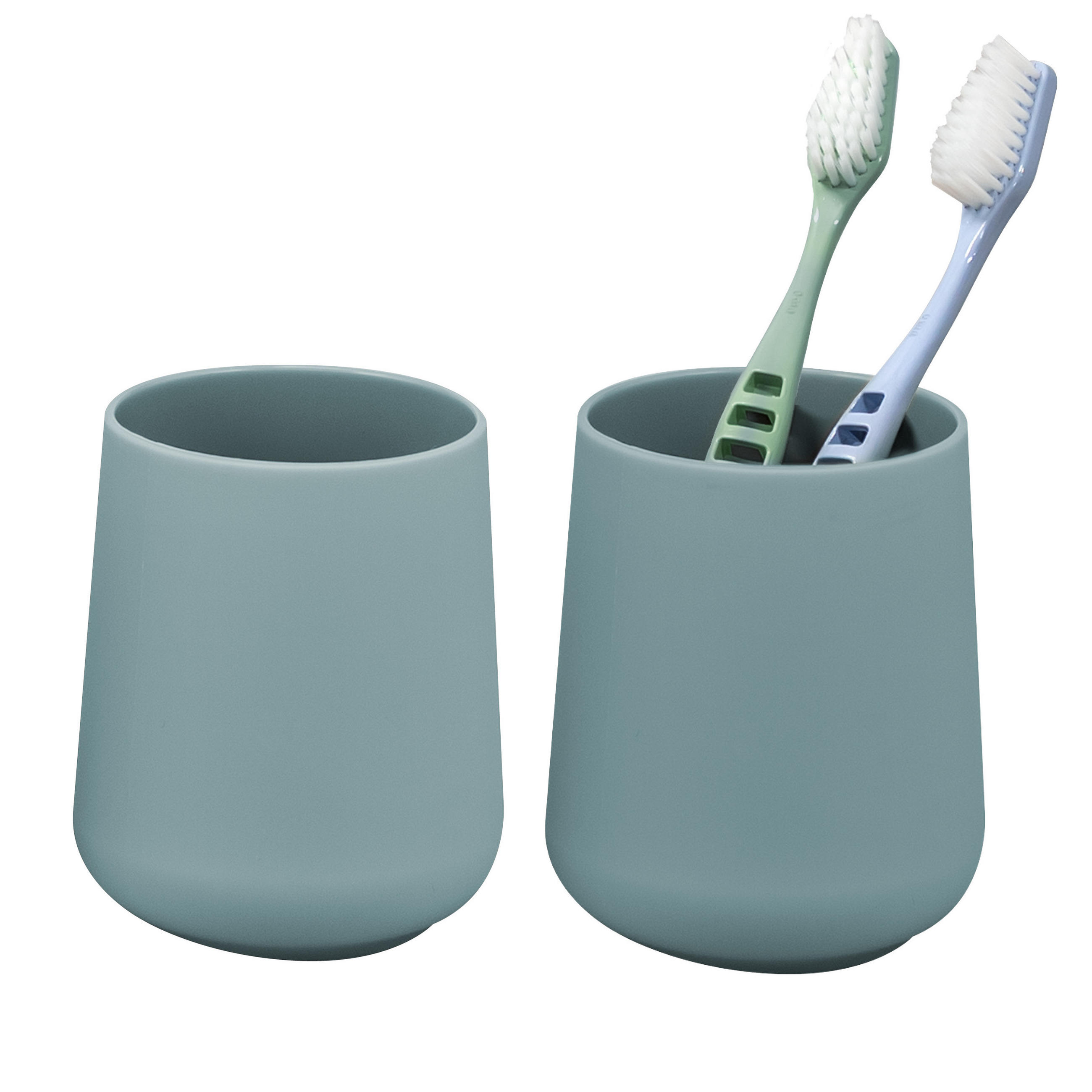 BECHER-SET TESERO 2tlg., Soft-Touch, hellblau - Hellblau, Kunststoff (8.5/10.5/8.5cm) - eluno