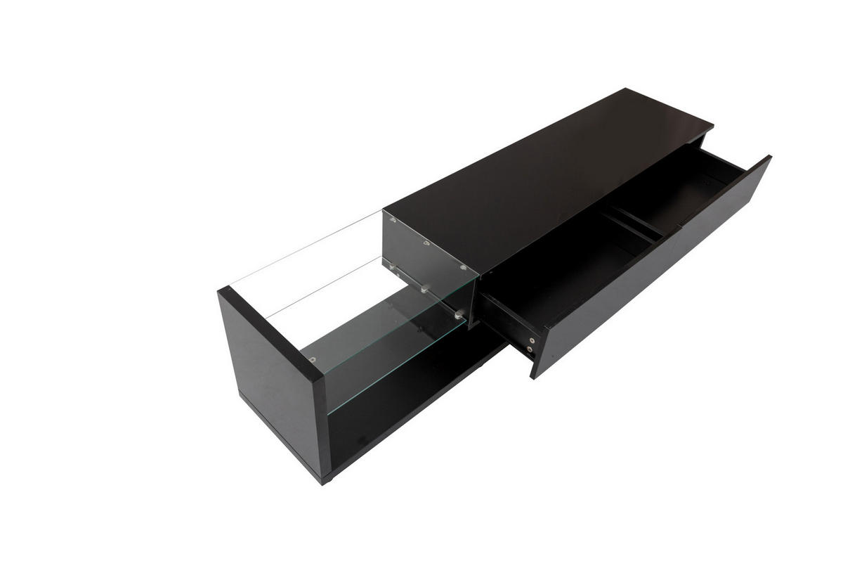 LOWBOARD 170/36/38 cm aus Spanplatte mit Hochglanzfront und LED-Beleuchtung Schwarz - Schwarz, Holzwerkstoff (170/38/36cm) - Modenvie