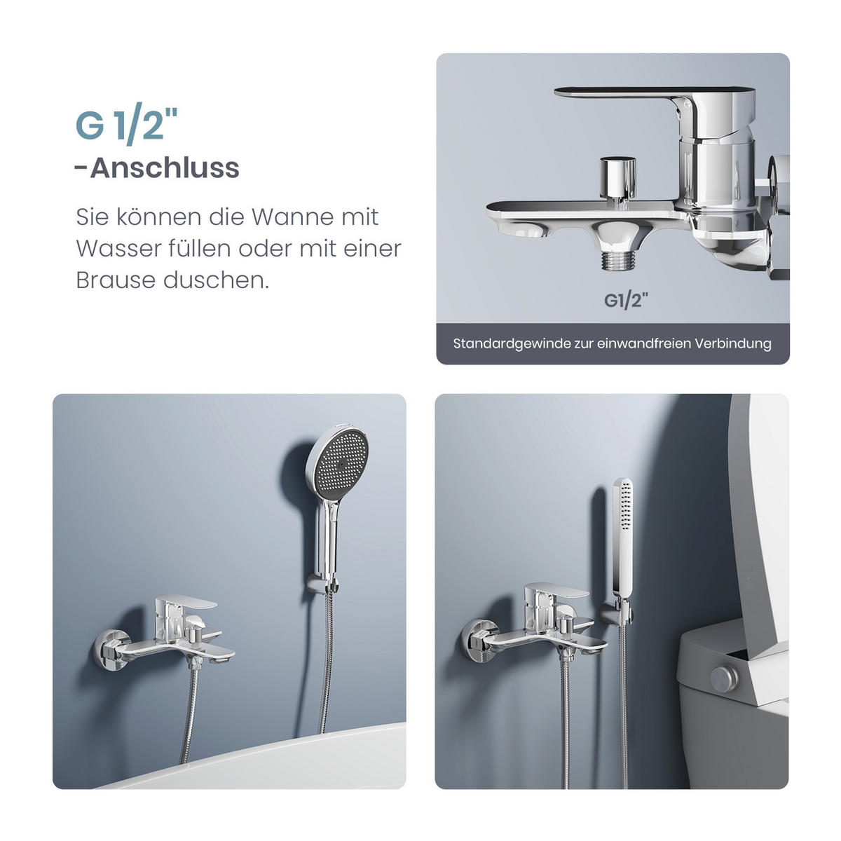 DUSCHARMATUR Chrom 21,2/18,3 cm - Chromfarben, Metall (18/11/21cm) - EMKE
