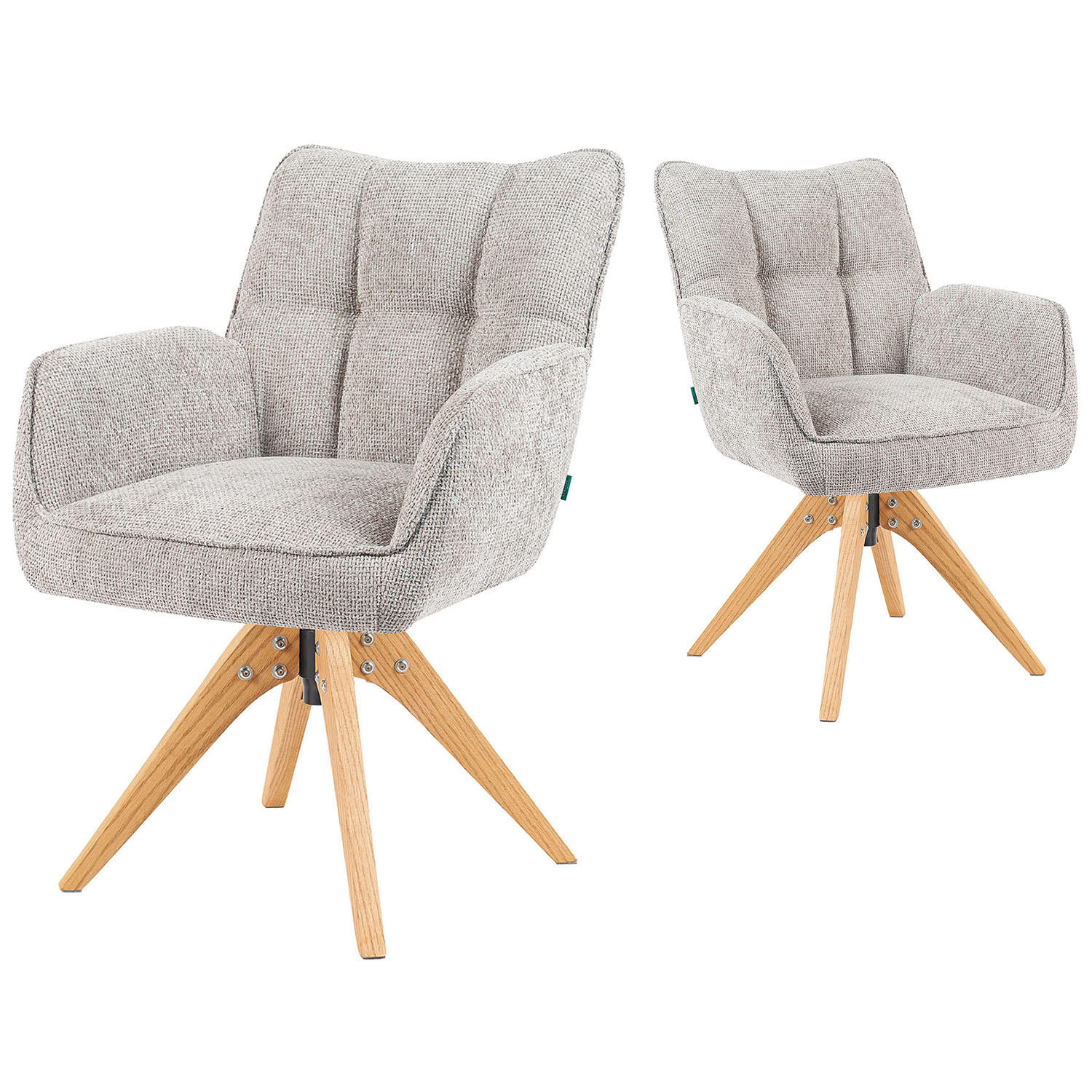 DREHSTUHL Mika-Theo - Honigeiche/Hellgrau, Eichenholz/Holz (59/84/66cm) - DUBI Möbel