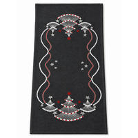 TISCHLÄUFER 40/90 cm Tannenbaum Weihnachten Leinenoptik - Anthrazit/Weiß, Textil (40/90cm) - TiborTex