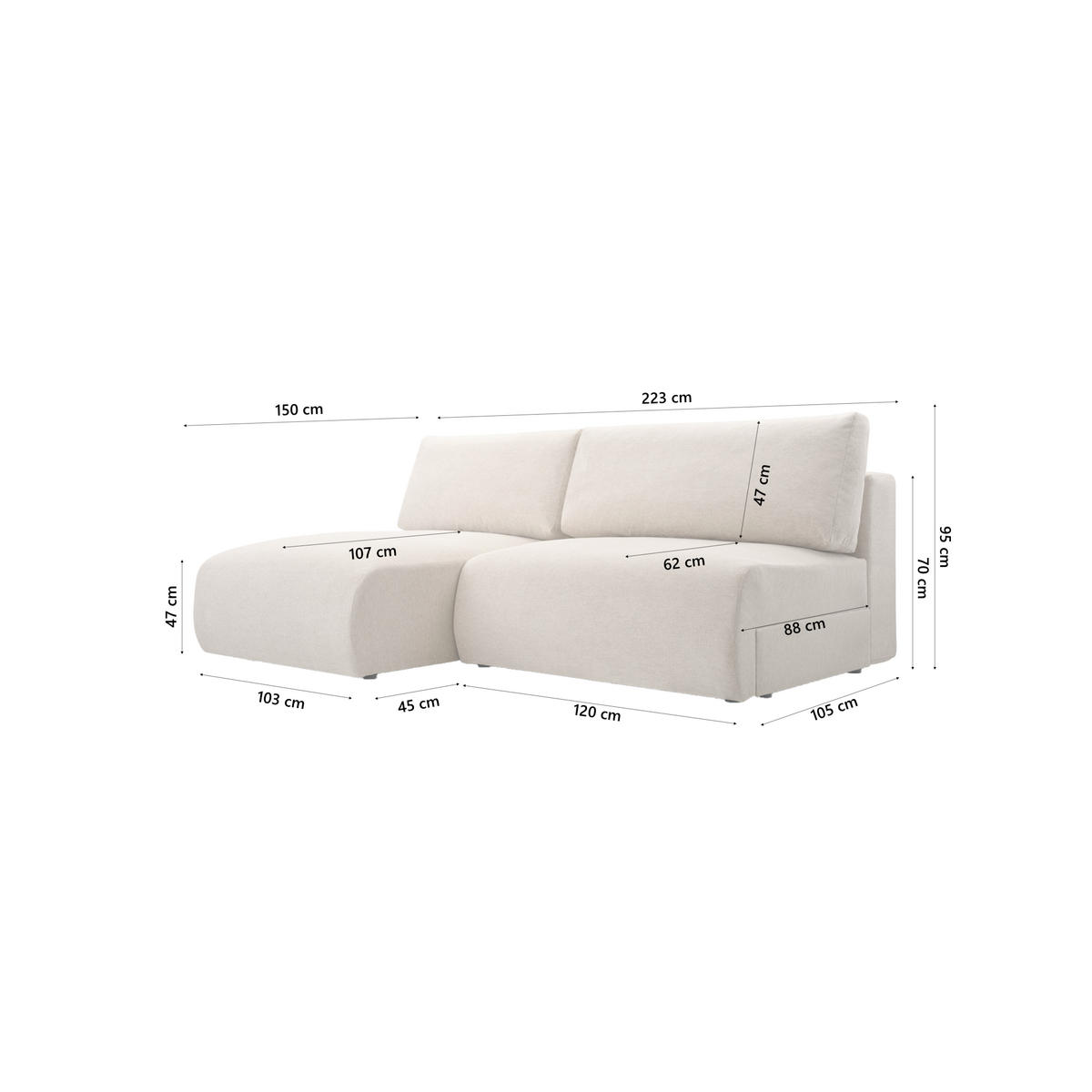 ECKSOFA Ripley mit Schlaffunktion, Beige - Beige, Textil (223/150cm) - Fedve