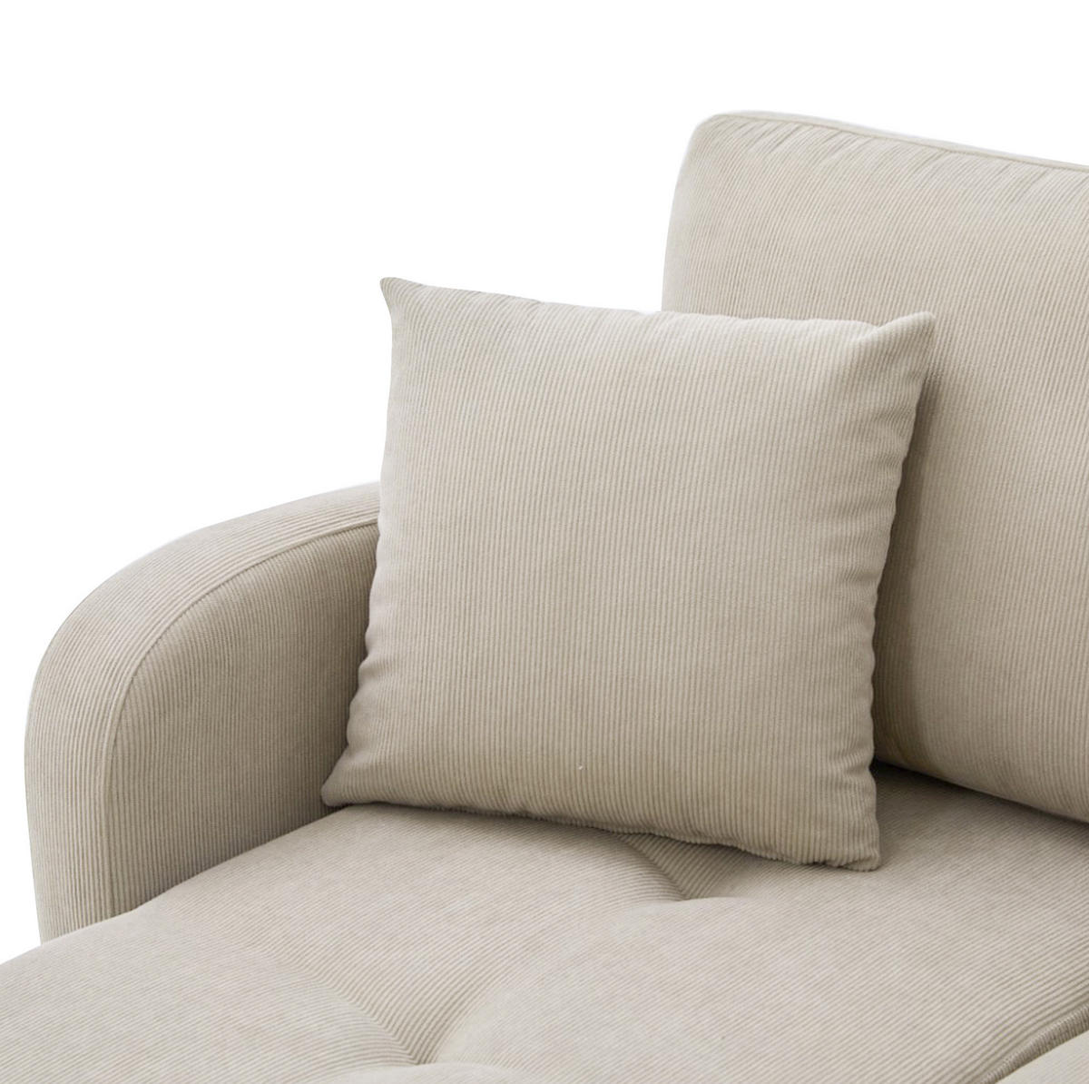 ECKSOFA 166/118/77 cm hellgrau aus Cord mit Chaiselongue - Graubraun, Kunststoff (118/166cm) - OKWISH