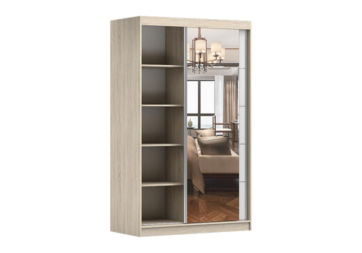 SCHIEBETÜRENSCHRANK - NOAH 07 (Weiß) - Weiß, Holzwerkstoff/Metall (120/200/61cm) - Möblo