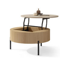 COUCHTISCH rund aufklappbar höhenverstellbar Stauraum 79/79/42 cm - Eichefarben/Beige, Holzwerkstoff (79.5/79.5/42.7cm) - designimpex