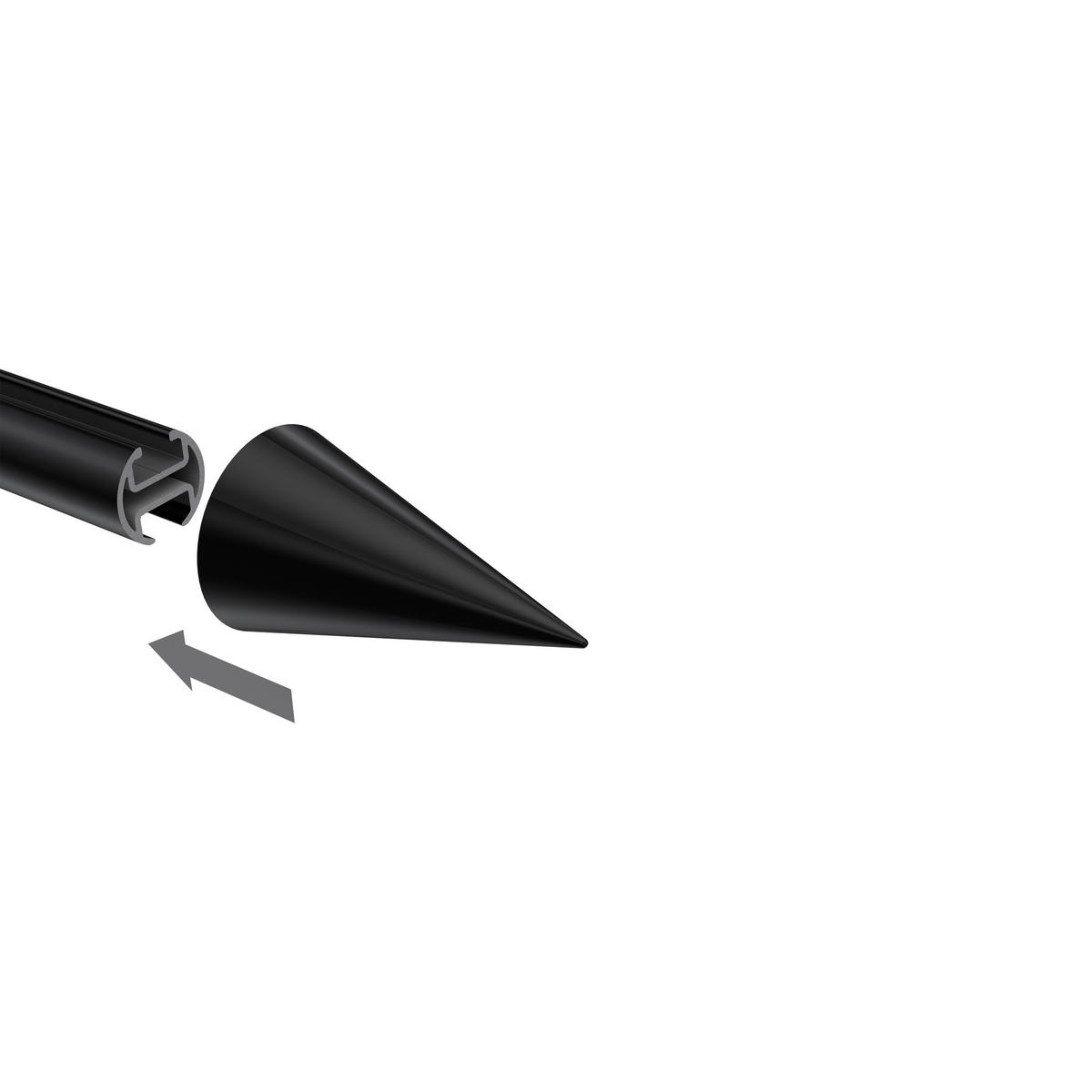 ENDSTÜCKE FÜR GARDINENSTANGEN 20 mm Ø, Savio Schwarz, Packung 2 Stück - Schwarz, Metall (6/3.4/3.4cm) - INTERDECO