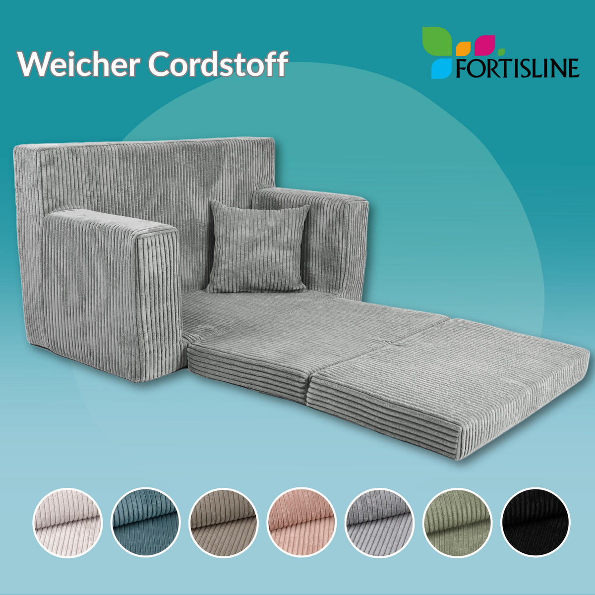 KINDERSOFA aus Kuschel-Cord in Braun - Braun, Textil (83/47/43cm) - Fortisline