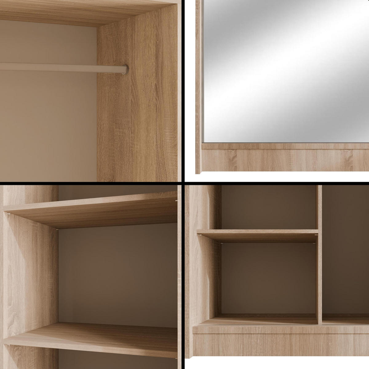 KLEIDERSCHRANK AMOHA - 200 cm - Sonoma Eiche - Sonoma Eiche, Holzwerkstoff (200/215/61cm) - ALTDECOR