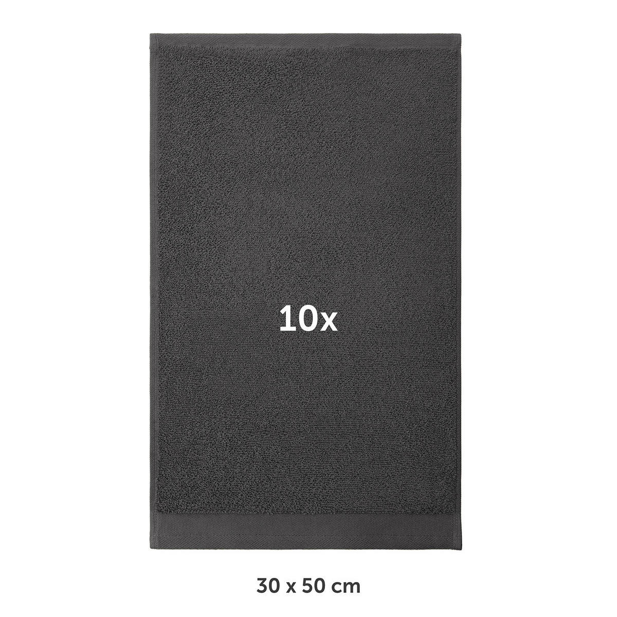 GÄSTETUCH 10er-Set, 10x Gästetuch 30/30 cm, Dunkelgrau - Dunkelgrau, Textil (30/30cm) - Blumtal