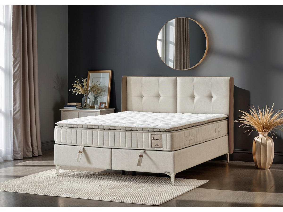 POLSTERBETTSET Serena 100x200 Beige - Beige, Textil/Metall (100/200cm) - Villa Möbel