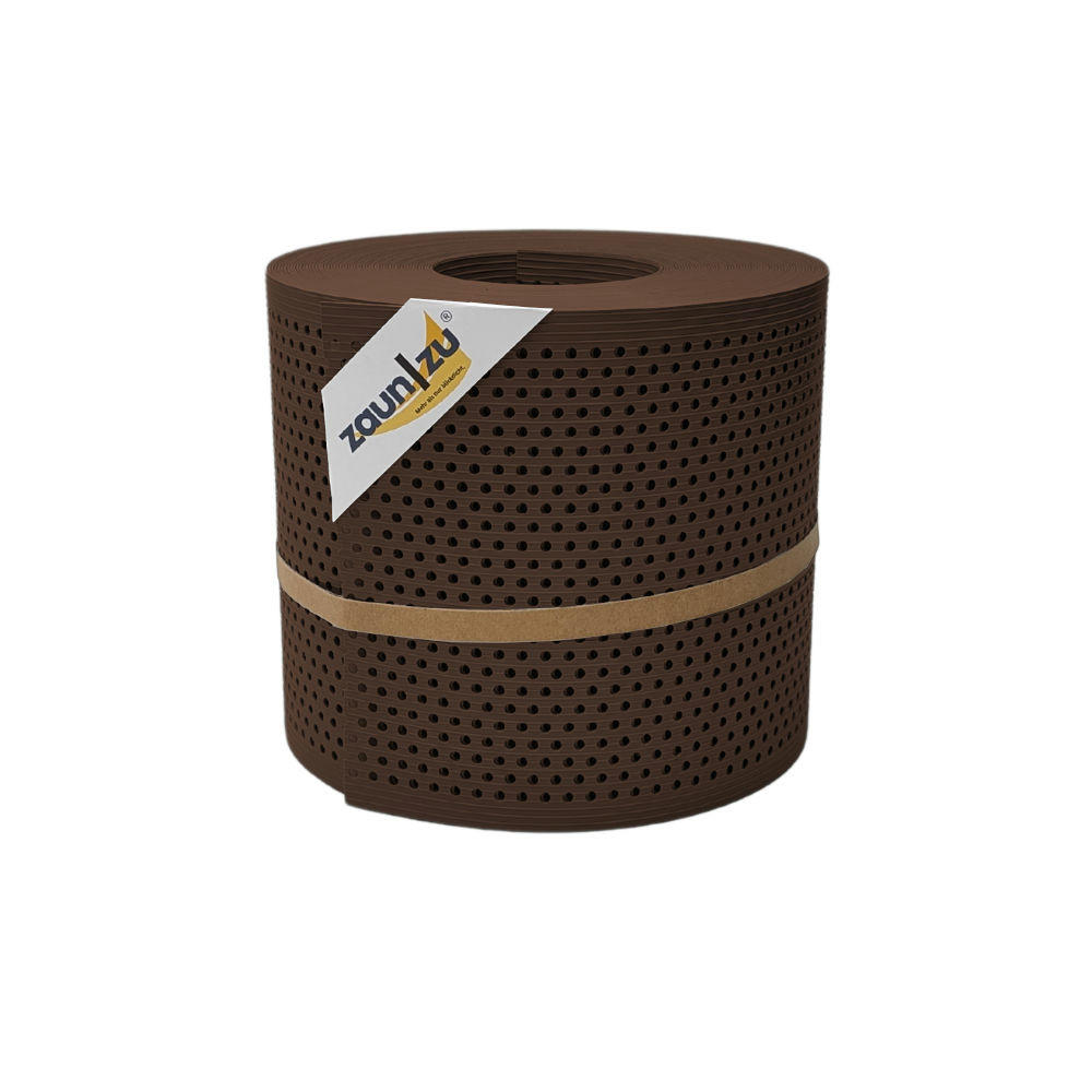 SICHTSCHUTZSTREIFEN Rille Gelocht 20 Prozent PP Streifen Braun 26m - Braun, Kunststoff (2600/19cm) - ZAUN|ZU