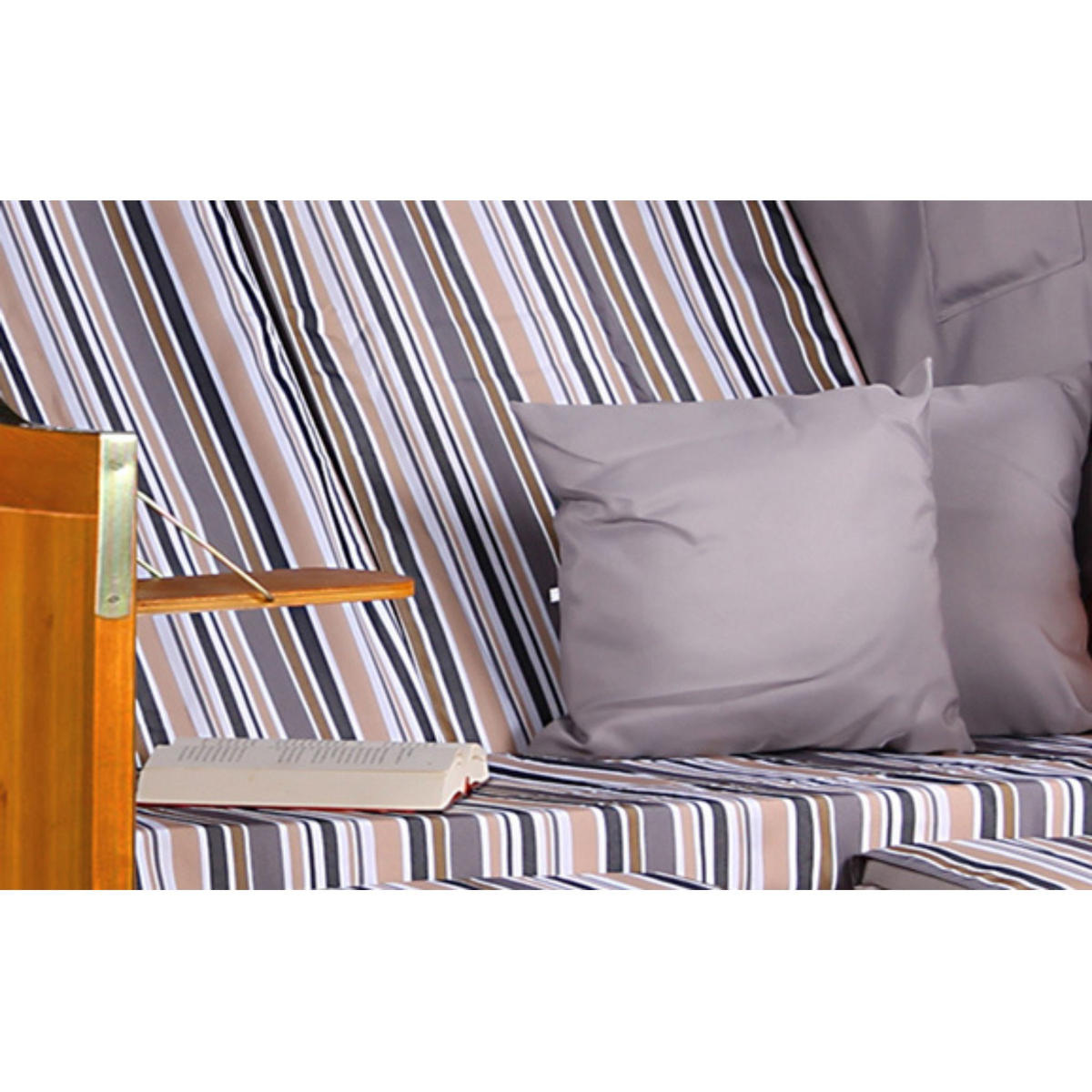 STRANDKORB Ostsee 2-Sitzer PE schwarz - Schwarz/Braun, Metall (120/160/80cm) - Mr. Deko