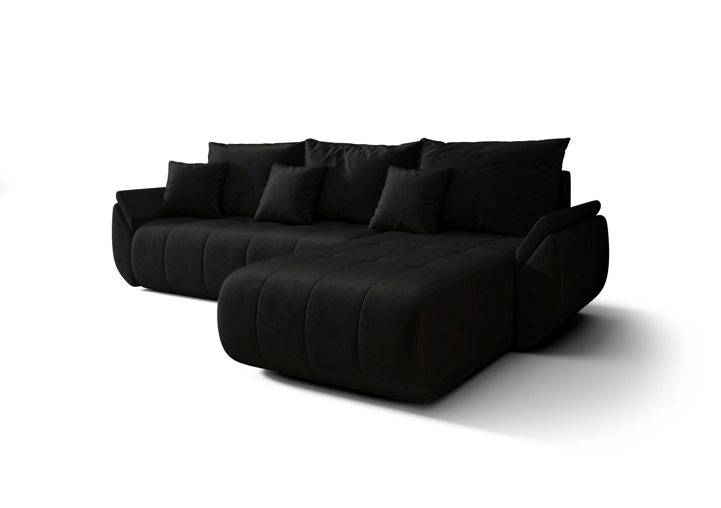 ECKSOFA mit Schlaffunktion TOKYO L Monolith 97 Links - Schwarz, Textil (280/185cm) - Bedante