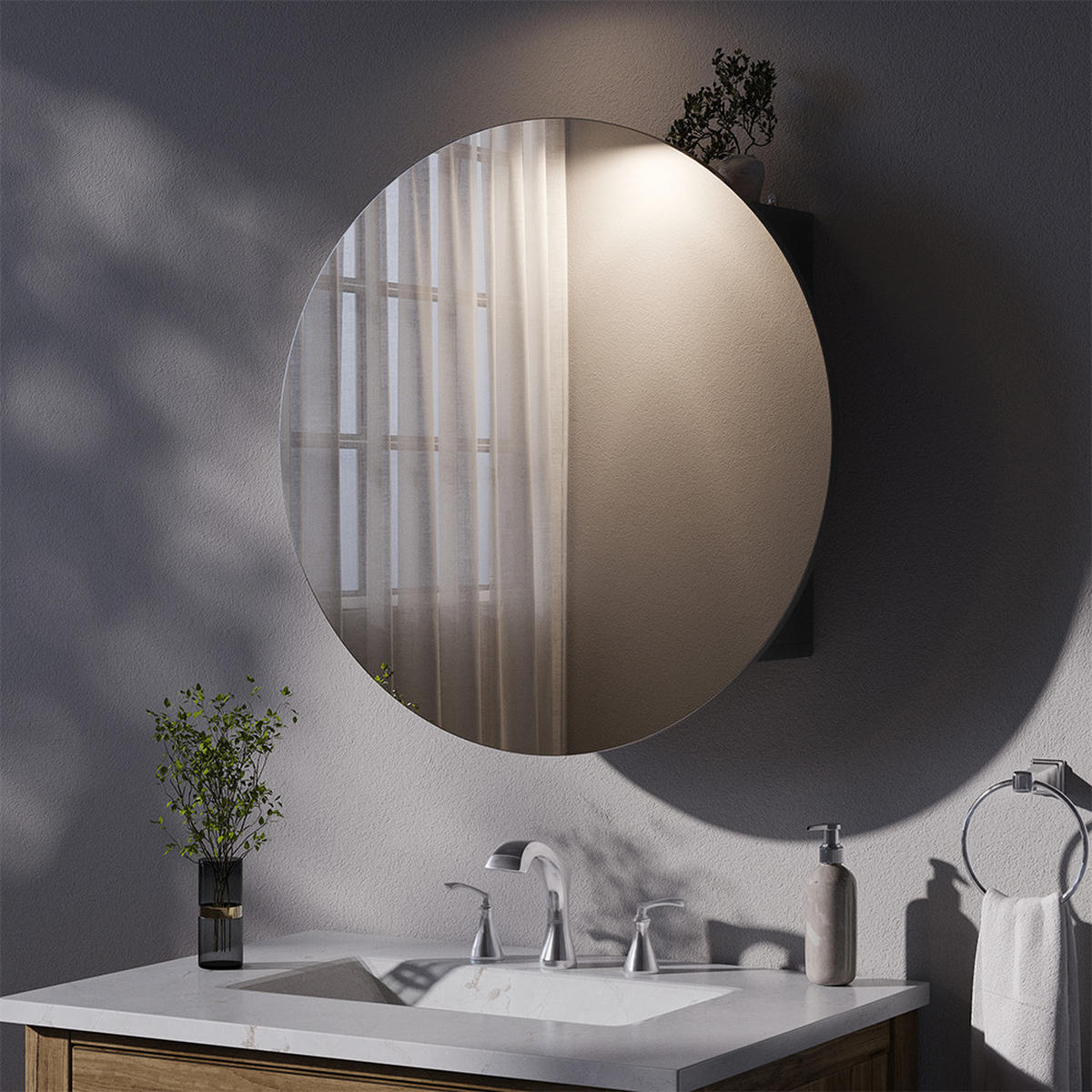 BADSPIEGELSCHRANK Loki Anthrazit 70 x 70 cm mit 2 Fächern - Anthrazit, Holzwerkstoff (70/70/17.4cm) - Vicco