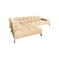 ECKSOFA NELSON Beige Leder - Beige/Schwarz, Leder/Metall (321/216cm) - KAWOLA