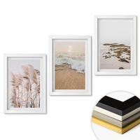 WANDBILDER 3er-Set - 20x30 cm Weißer Rahmen - Strandgras, Wellen, Steine, Boho-Stil - Weiß, Kunststoff (20/30cm) - ArtPrintCave