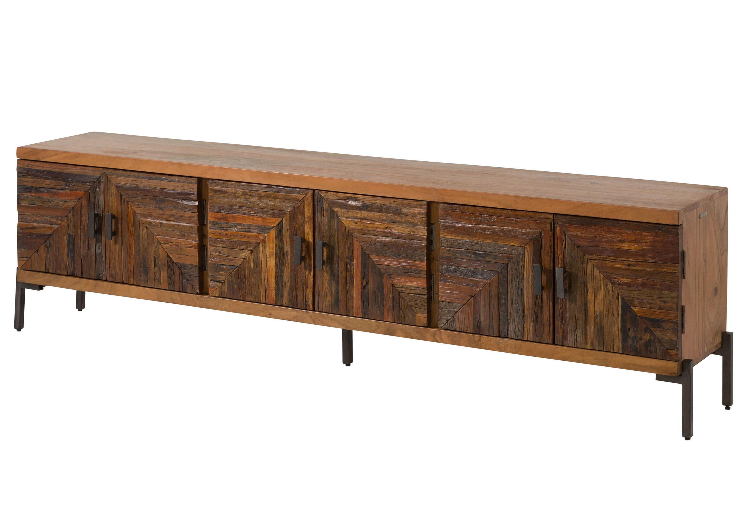 TV-BOARD Altholz 225x40x63 natur lackiert LYON #122 - Naturfarben, Holz (225/63/40cm) - Massivmoebel24
