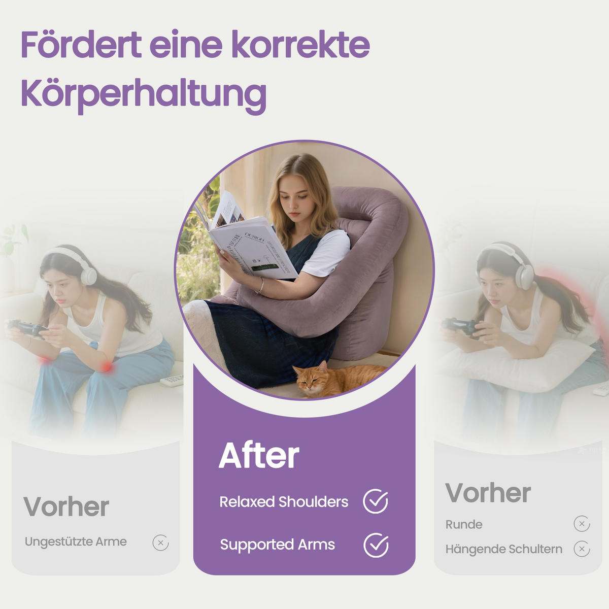 STÜTZKISSEN Lila - Lila, Textil (70/36cm) - Vercart