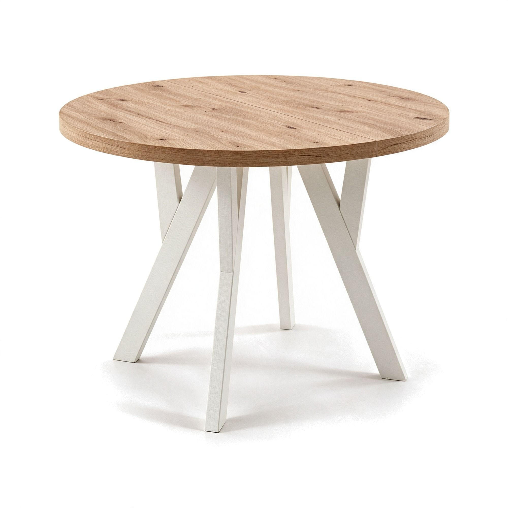 ESSTISCH ausziehbar rund ATO, 100-200 cm, Dekor Artisan, weiße Holzbeine - Dunkelbraun/Weiß, Holzwerkstoff/Buchenholz (100/100/77cm) - VENASI MÖBEL