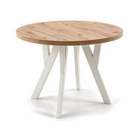 ESSTISCH ausziehbar rund ATO, 100-200 cm, Dekor Artisan, weiße Holzbeine - Dunkelbraun/Weiß, Holzwerkstoff/Buchenholz (100/100/77cm) - VENASI MÖBEL